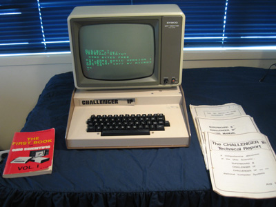OS Challenger 1P showing its cluttered  BASIC initialisation screen