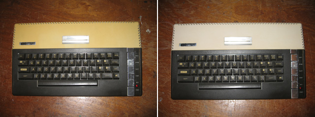 Atari 800XL deyellowing before and after