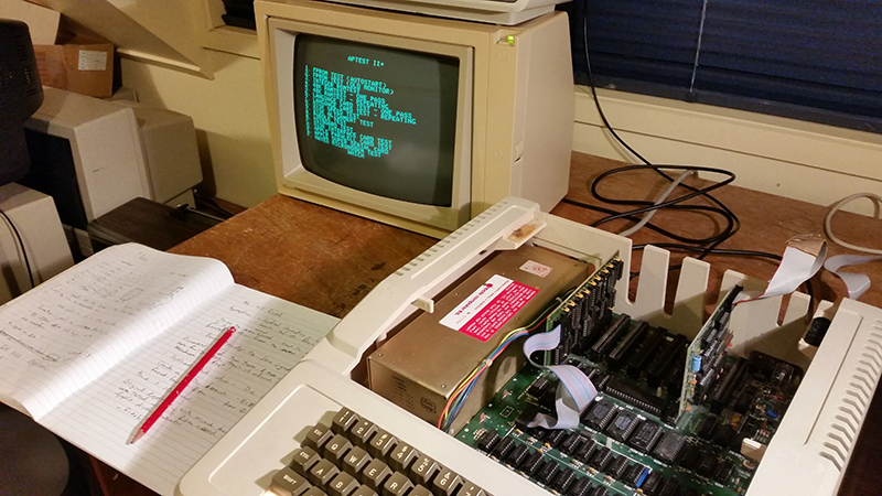 Apple II+ undergoing diagnostic tests
